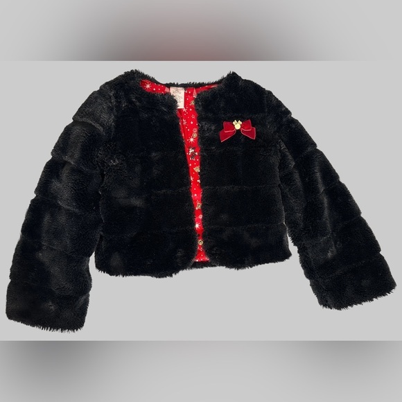 Disney Other - Minnie Mouse Black Faux Fur Jacket with Red Accents
